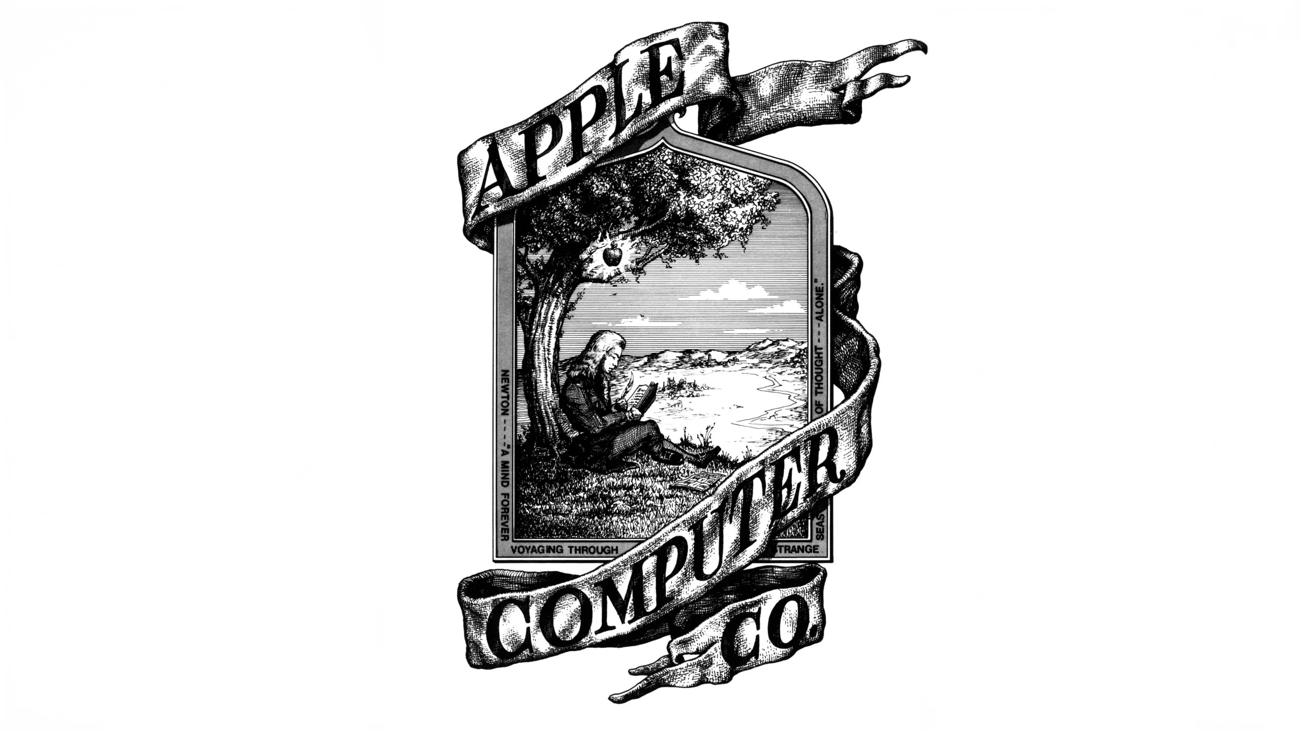 The original Apple logo illustrated by Ronald Wayne.