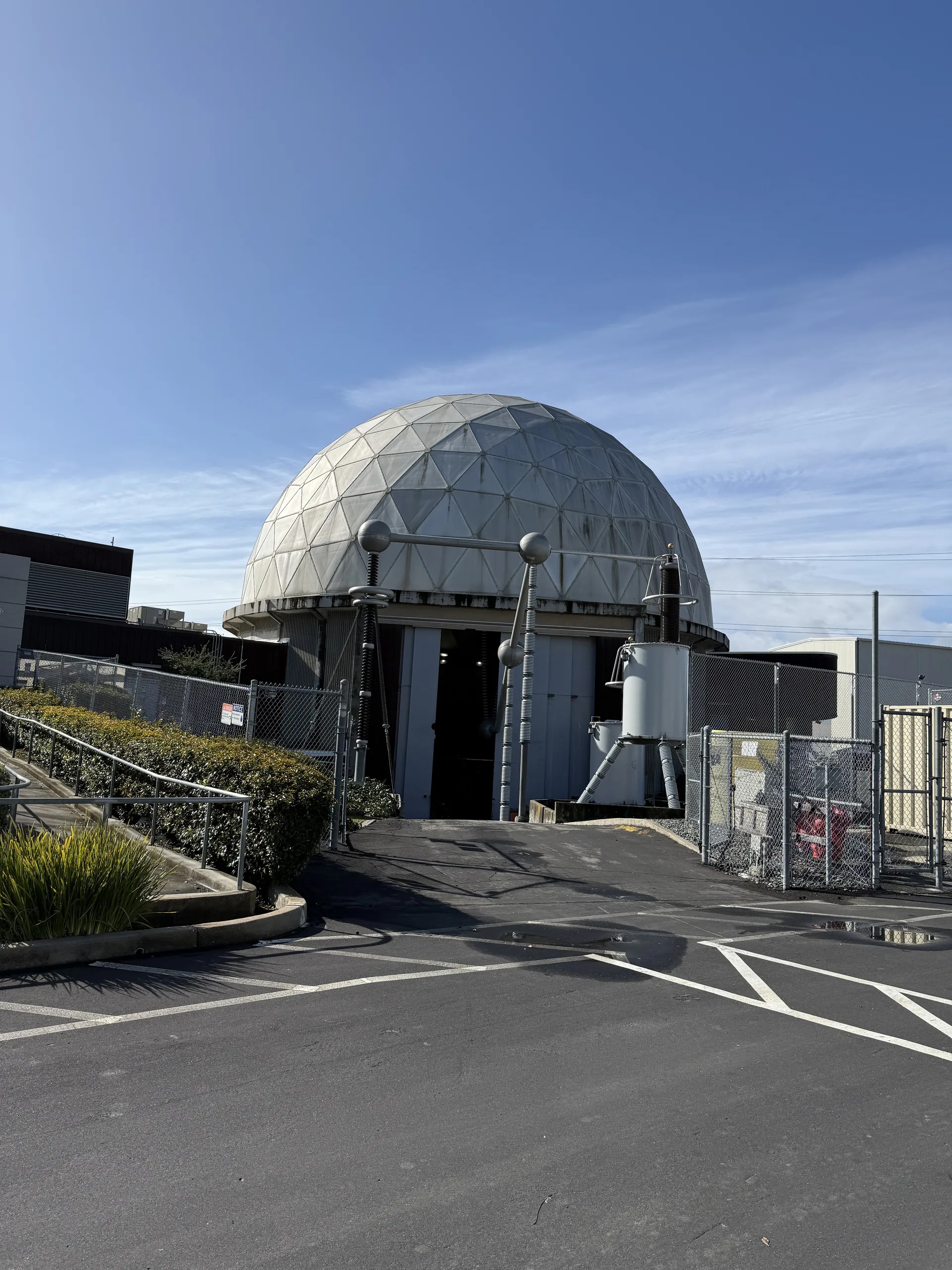 Client-supplied photograph of a high-voltage testing facility.