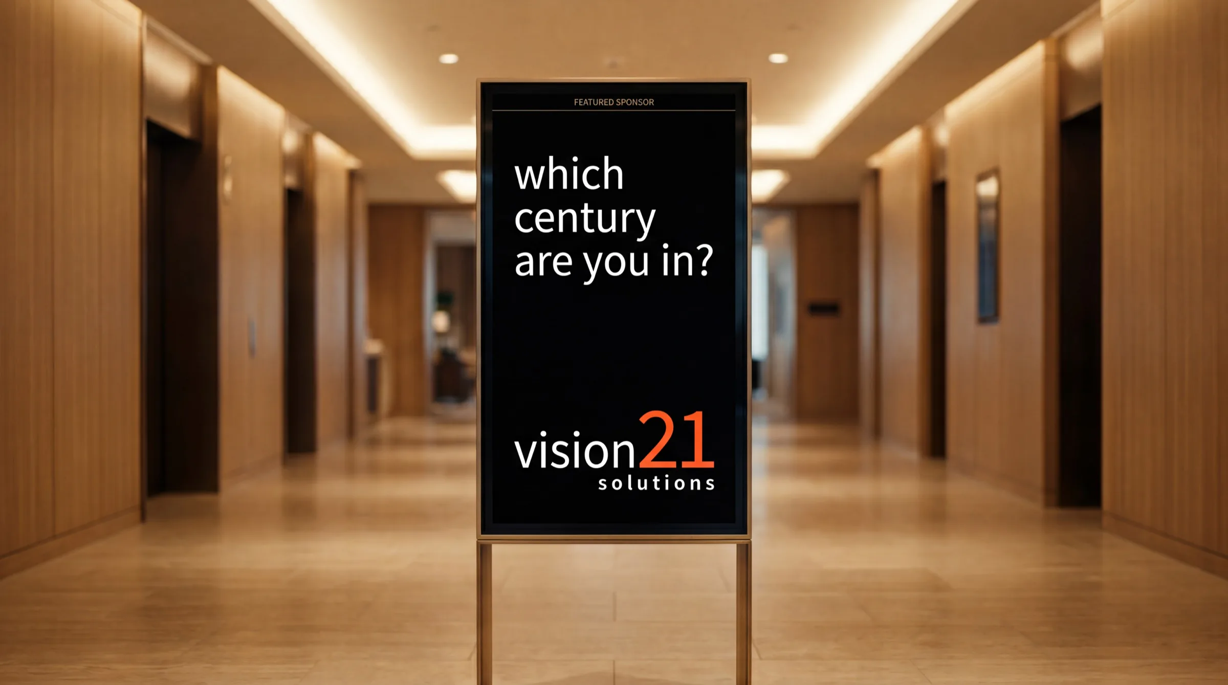 A Vision21 concept display asking which century the viewer is in.